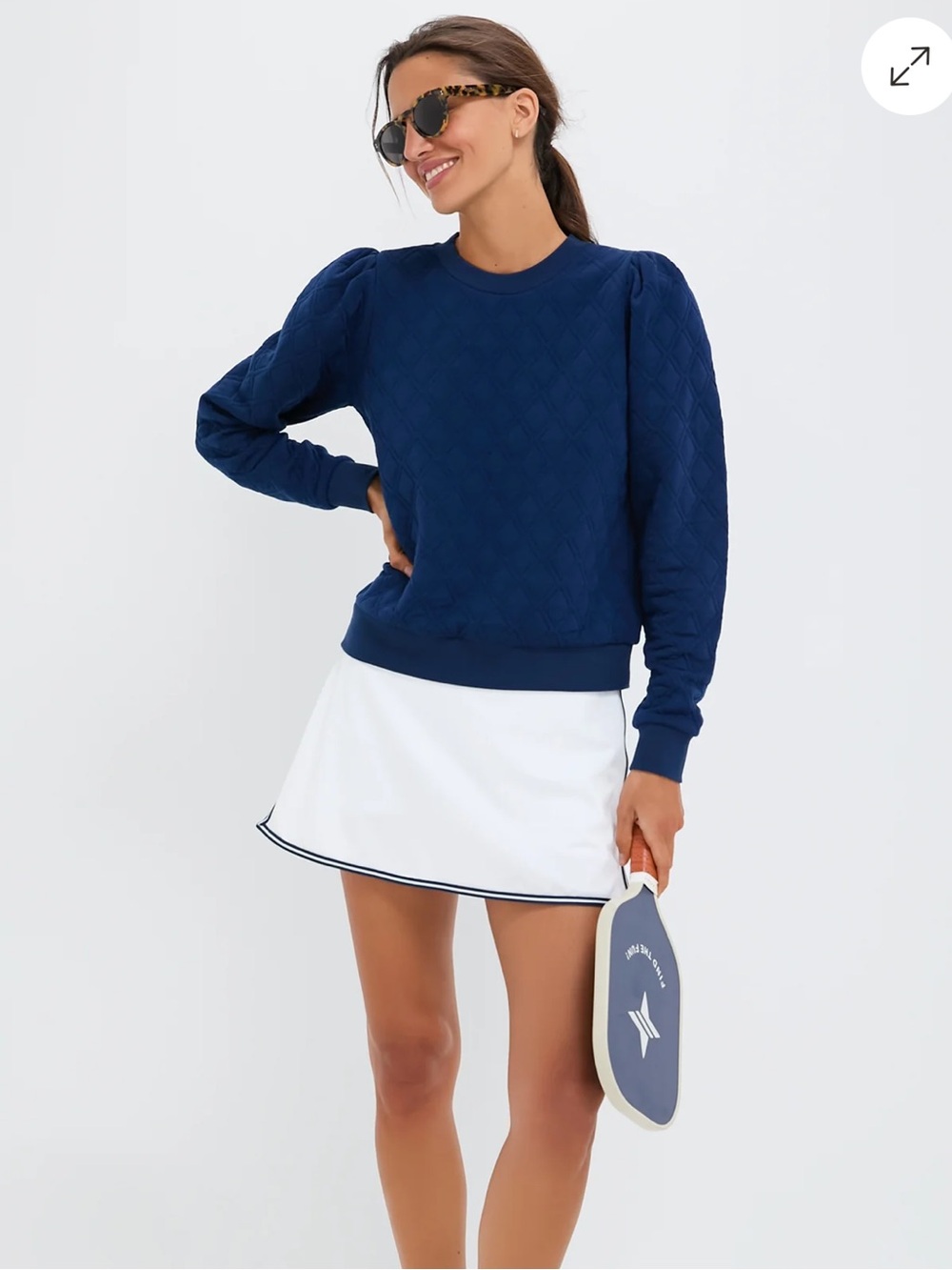 Tuckernuck Navy Puff Sleeve Quilted Stretch Campbell Pullover